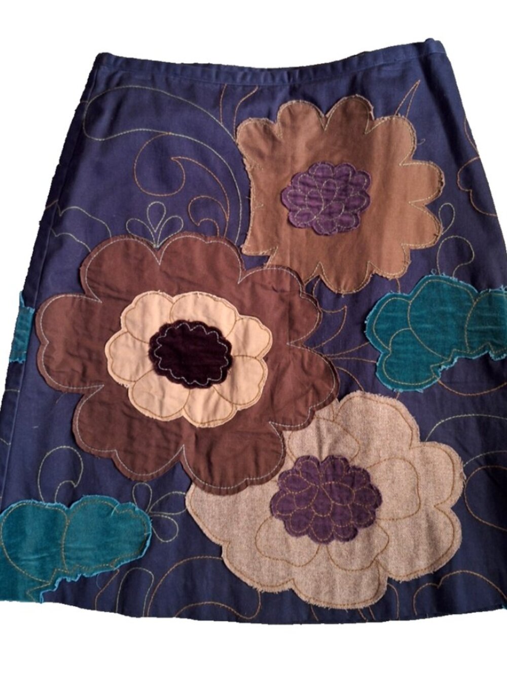Boden Vintage Floral A-Line Midi Skirt Appliqued Floral Pattern Size 12R - Picture 16 of 16